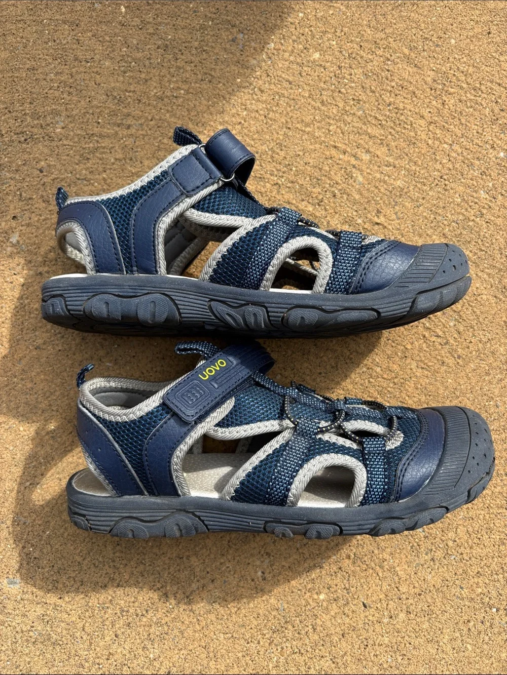 Uovo Blue & Gray Closed Toe Child Sandals Hiking Shoes size 35 ( Youth Size 3)